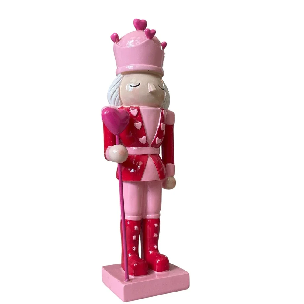 Cupcakes & Cashmere Wooden Heart Nutcracker 12.5in Pink & Red Valentines Decor